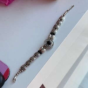 Elegant Silver and Black Beaded Bracelet